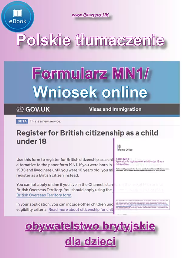 Wniosek formularz MN1 który należy wypełnić o obywatelstwo dla dziecka